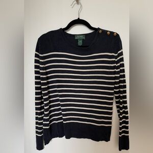 Lauren Ralph Lauren Navy Striped Sweater L